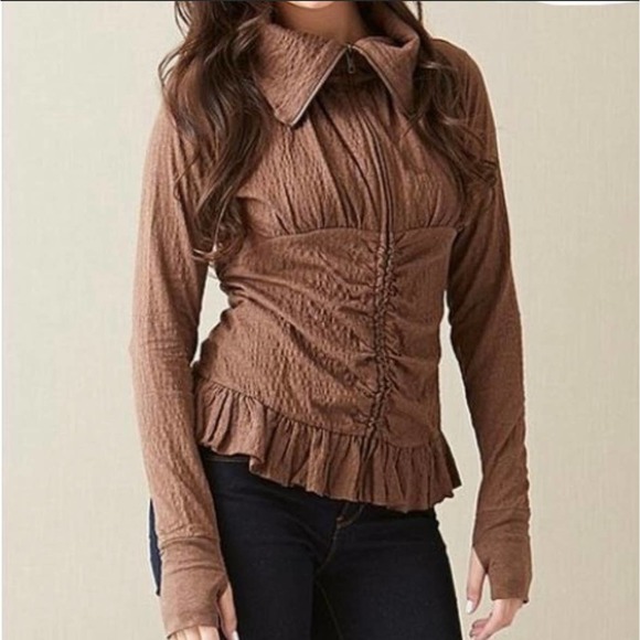 Matilda Jane Stealth Zippered Cardigan Jacket Chestnut Brown - Picture 1 of 6